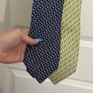 Silk Blue and Yellow Patterned Ties for Business